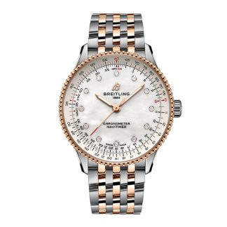 Montre Femme Breitling Navitimer 36mm Acier inoxydable nacre blanche et or rouge 18k U17327211A1U1