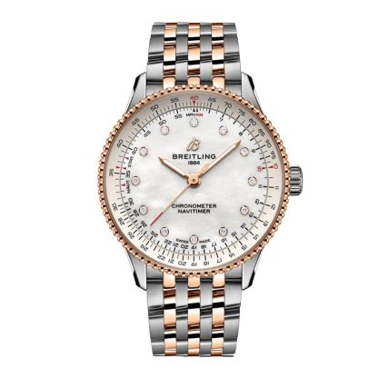 Montre Femme Breitling Navitimer 36mm Acier inoxydable nacre blanche et or rouge 18k U17327211A1U1