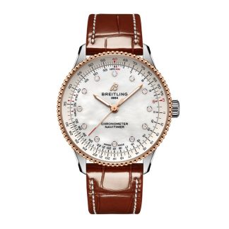 Montre Femme Breitling Navitimer 36mm Alligator Nacre Blanche U17327211A1P1