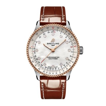 Montre Femme Breitling Navitimer 36mm Alligator Nacre Blanche U17327211A1P1