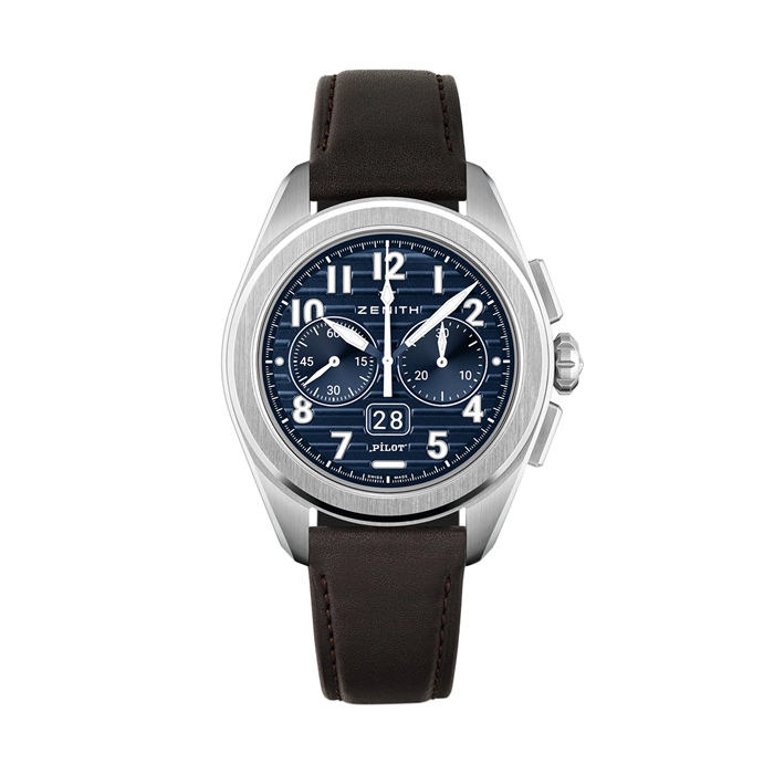 Montre Hommes Zenith Pilot Automatic 42.5mm Bleu 2 Bracelets 03.4000.3652/51.I003 – Image 2