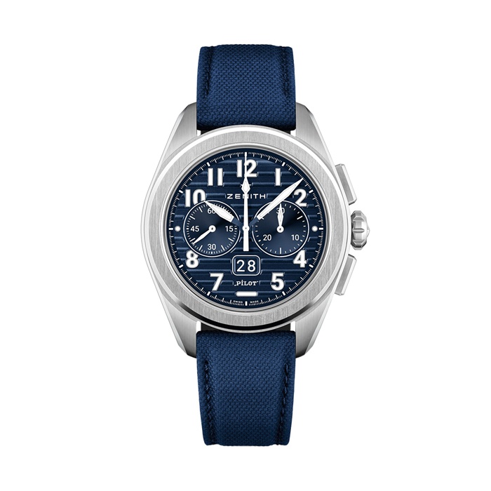 Montre Hommes Zenith Pilot Automatic 42.5mm Bleu 2 Bracelets 03.4000.3652/51.I003
