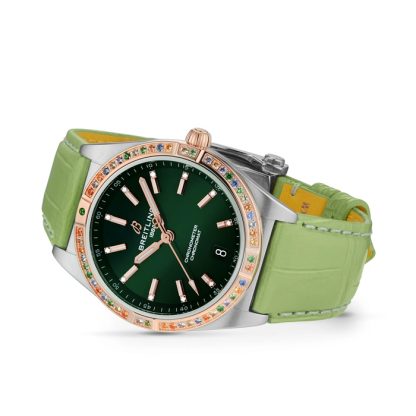 Montre femme Breitling Chronomat Automatic 36 South Sea Green Leather Strap U10380611L1P1 – Image 3