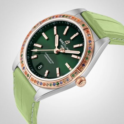 Montre femme Breitling Chronomat Automatic 36 South Sea Green Leather Strap U10380611L1P1 – Image 5