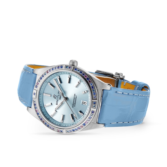 Montre femme Breitling Chronomat Automatic 36 South Sea Ice Blue Leather Strap G10380611C1P1 – Image 3