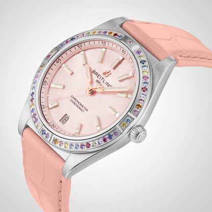 Montre femme Breitling Chronomat Automatic 36 South Sea Pink Leather Strap G10380BB1K1P1 – Image 5