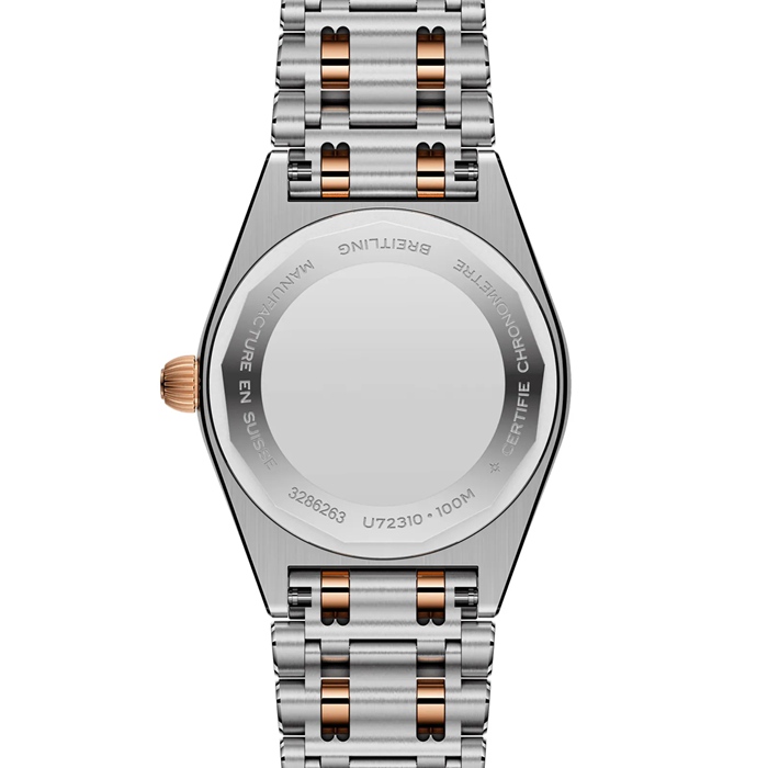 Montre femme Breitling Chronomat en acier inoxydable et or rouge 18k 28mm Mother Of Pearl U72310531A1U1 – Image 4