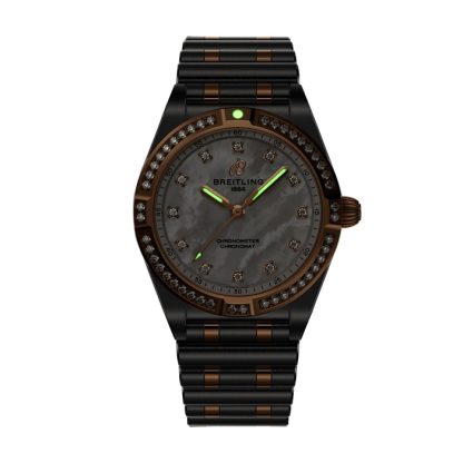 Montre femme Breitling Chronomat en acier inoxydable et or rouge 18k 28mm Mother Of Pearl U72310531A1U1 – Image 5