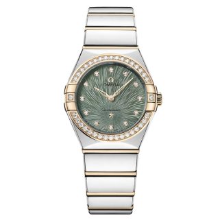 Omega Constellation Moonshine Gold 28mm Ladies Watch Green O13125286060001