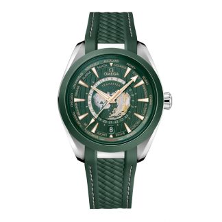 Omega Seamaster Aqua Terra 150m Co Axial Master Chronometer GMT Worldtimer 43mm Montre Homme Caoutchouc Vert O22032432210001