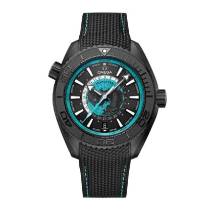 Omega Seamaster Planet Ocean 600M 45.5 mm Montre Homme Céramique Noire sur Bracelet Caoutchouc Bleu O21592462201006