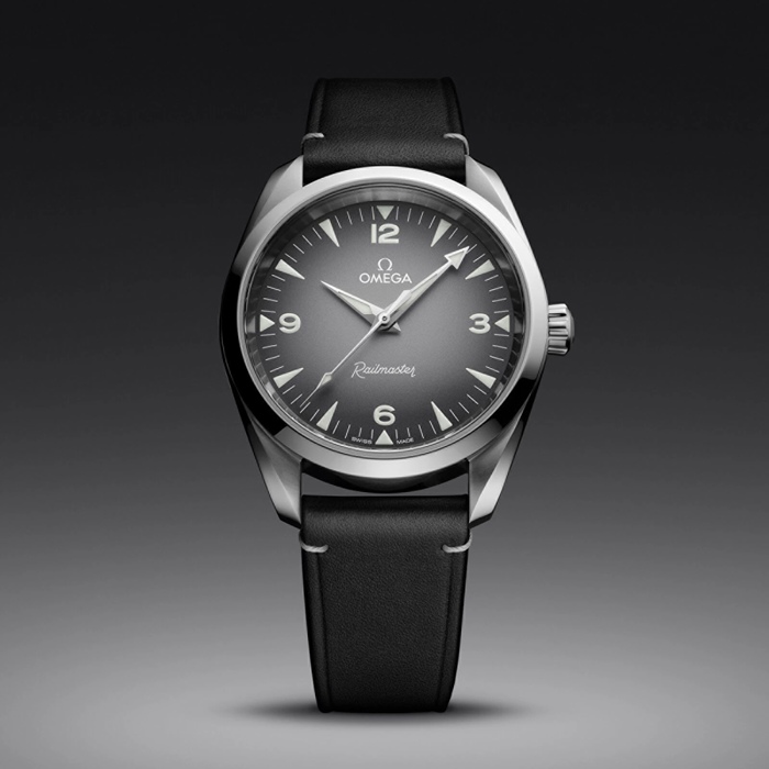 Omega Seamaster Railmaster Montre Hommes 38mm Cuir Gris O23512382006001 – Image 4