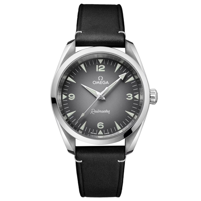Omega Seamaster Railmaster Montre Hommes 38mm Cuir Gris O23512382006001