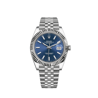 Réplique Rolex Datejust 41 Or Blanc/Acier Cadran Bleu Lunette cannelée 126334 Jubilee – Image 2