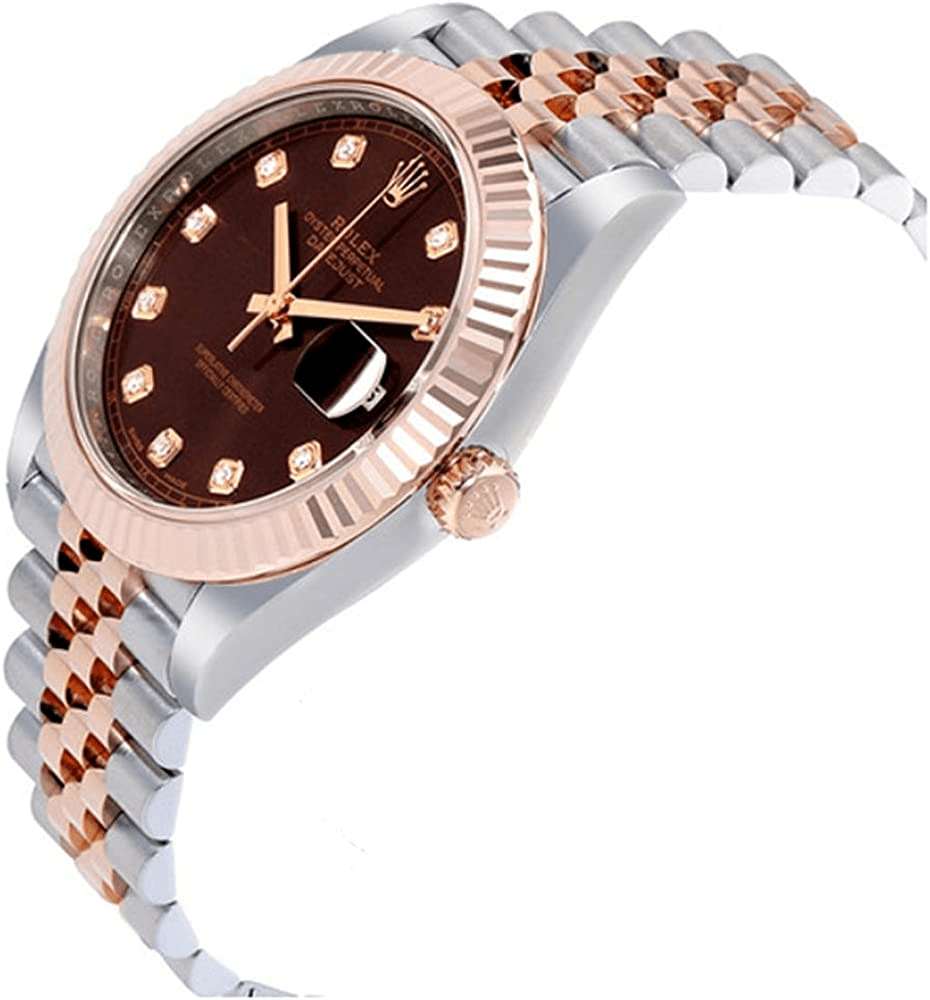 Réplique Rolex Datejust 41 Or Rose/Acier Cadran Chocolat Lunette cannelée Jubilé 126331 – Image 2