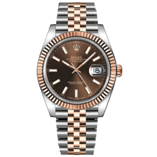 Réplique Rolex Datejust 41 Or Rose/Acier Cadran Chocolat Lunette cannelée Jubilé 126331