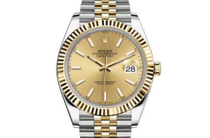 Réplique Rolex Datejust 41 Or jaune/Acier Cadran Champagne Lunette cannelée 126333 Jubilee – Image 4