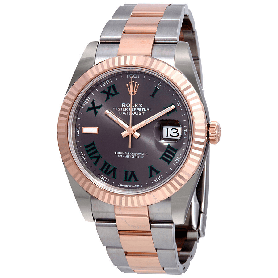 Réplique Rolex Datejust 41 Or rose/Acier Cadran romain ardoise Lunette cannelée OYSTER 126331 – Image 2