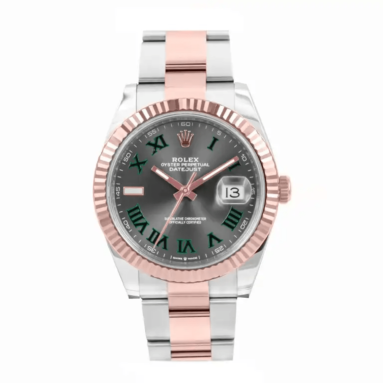 Réplique Rolex Datejust 41 Or rose/Acier Cadran romain ardoise Lunette cannelée OYSTER 126331 – Image 4