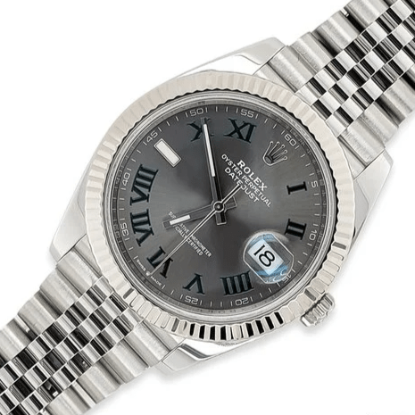 Réplique Rolex Datejust 41mm Or blanc/Acier Cadran romain ardoise Lunette cannelée 126334 Jubilee – Image 2