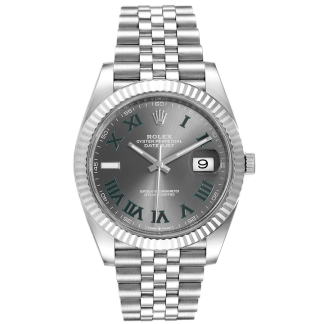 Réplique Rolex Datejust 41mm Or blanc/Acier Cadran romain ardoise Lunette cannelée 126334 Jubilee