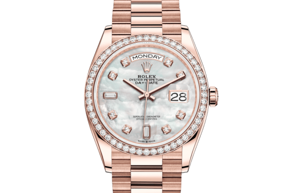 Réplique Rolex Day-Date 36 Oyster 36 mm Or Everose et diamants 128345RBR