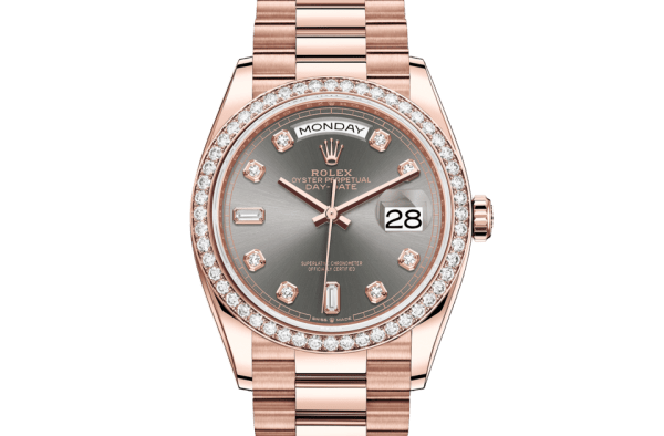 Réplique Rolex Day-Date 36 Oyster 36 mm Or Everose et diamants 128345RBR
