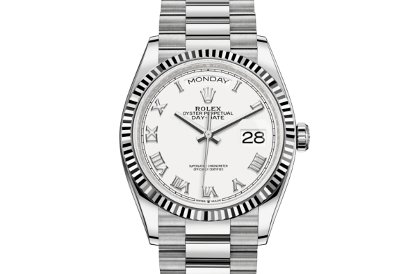 Réplique Rolex Day-Date 36 Oyster 36 mm or blanc 128239