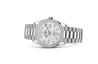 Réplique Rolex Day-Date 36 Oyster 36 mm or blanc et diamants 128349RBR – Image 2