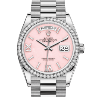 Réplique Rolex Day-Date 36 Oyster 36 mm or blanc et diamants 128349RBR