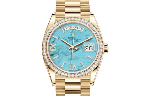 Réplique Rolex Day-Date 36 Oyster 36 mm or jaune et diamants 128348RBR