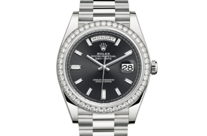 Réplique Rolex Day-Date 40 Oyster 40 mm or blanc et diamants 228349RBR