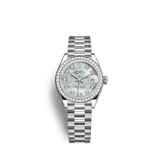 Réplique Rolex Lady-Datejust 279139RBR 28 mm Nacre blanche
