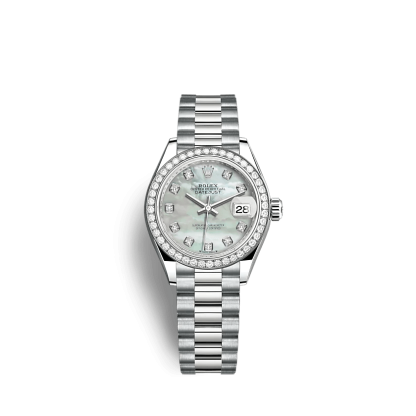 Réplique Rolex Lady-Datejust 279139RBR 28 mm Nacre blanche
