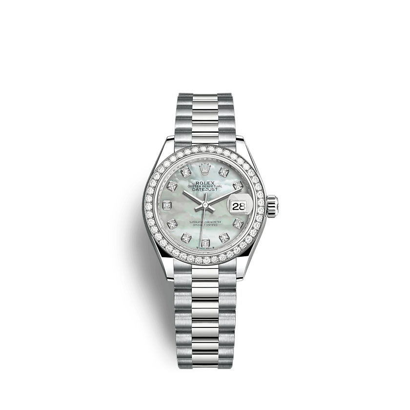 Réplique Rolex Lady-Datejust 279139RBR 28 mm Nacre blanche