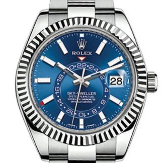 Réplique Rolex Sky Dweller Cadran bleu Lunette or blanc Acier Oyster 326934 NP