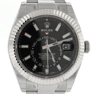 Réplique Rolex Sky Dweller Cadran noir Lunette or blanc Oyster 326934