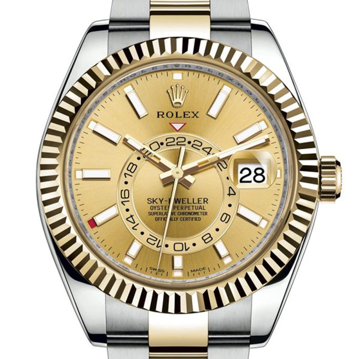 Réplique Rolex Sky-Dweller Oyster 42 mm Oystersteel et or jaune 326933