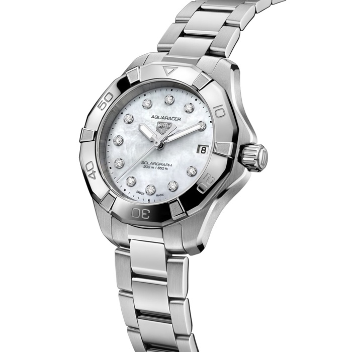TAG Heuer Aquaracer Professional 200 Solargraph 34mm Ladies Watch Mother Of Pearl Diamonds WBP1313.BA0005 – Image 2