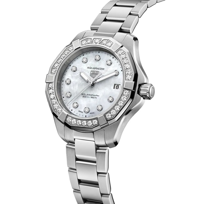 TAG Heuer Aquaracer Professional 200 Solargraph 34mm Ladies Watch Mother Of Pearl Diamonds WBP1314.BA0005 – Image 2