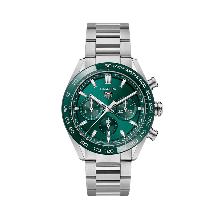 TAG Heuer Carrera Chronograph 44mm Montre Homme Vert Acier Inoxydable CBN2A1N.BA0643