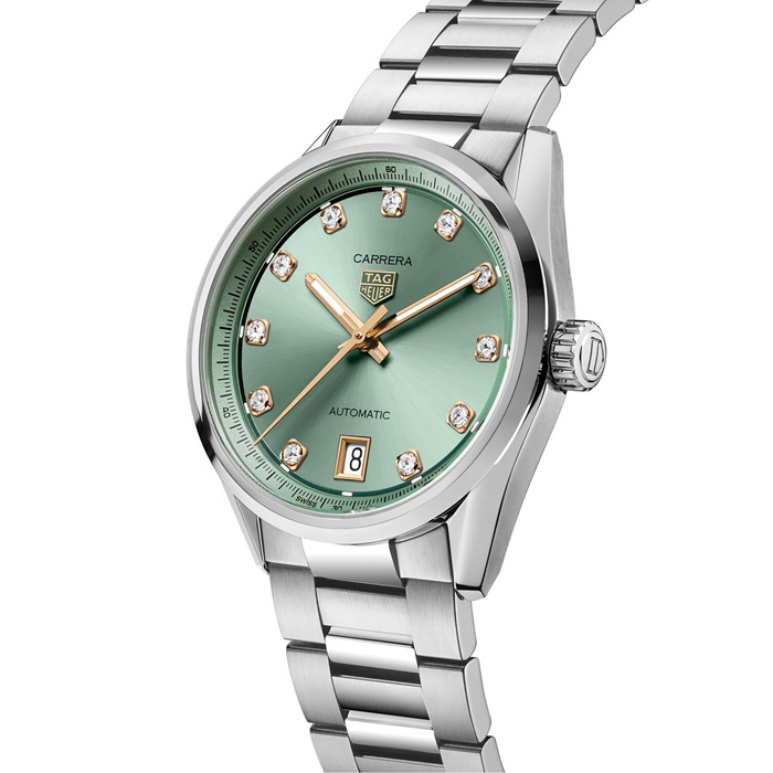 TAG Heuer Carrera Date 36mm Ladies Watch Green Diamond Dot WBN2317.BA0001 – Image 2