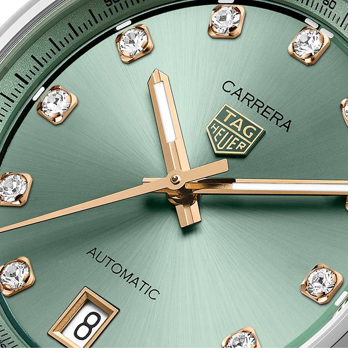 TAG Heuer Carrera Date 36mm Ladies Watch Green Diamond Dot WBN2317.BA0001 – Image 3