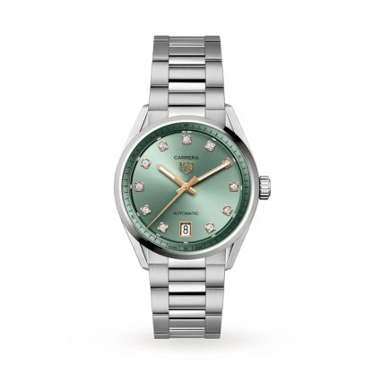 TAG Heuer Carrera Date 36mm Ladies Watch Green Diamond Dot WBN2317.BA0001