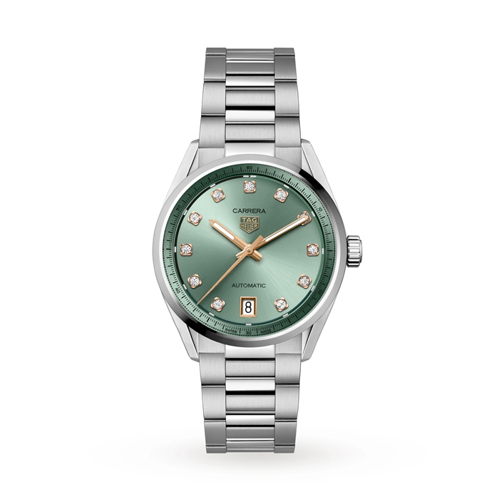 TAG Heuer Carrera Date 36mm Ladies Watch Green Diamond Dot WBN2317.BA0001