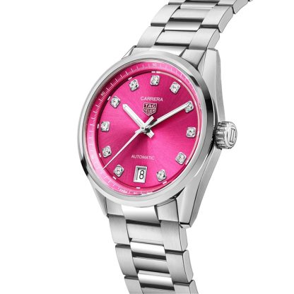 TAG Heuer Carrera Date 36mm Ladies Watch Pink Diamond Dot WBN2318.BA0001 – Image 2