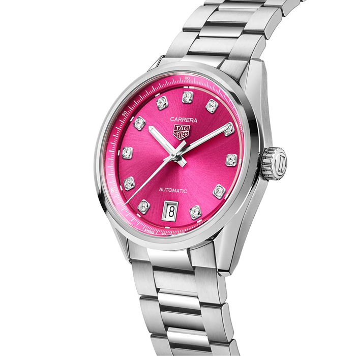 TAG Heuer Carrera Date 36mm Ladies Watch Pink Diamond Dot WBN2318.BA0001 – Image 2