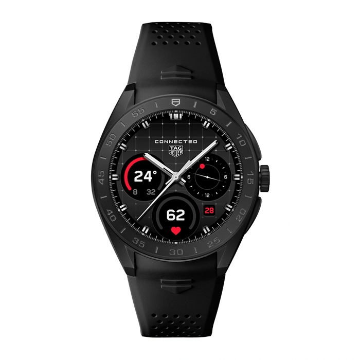 TAG Heuer Connected Calibre E5 45mm Montre Homme Titane Noir Bracelet Caoutchouc SBT8A80.BT6293