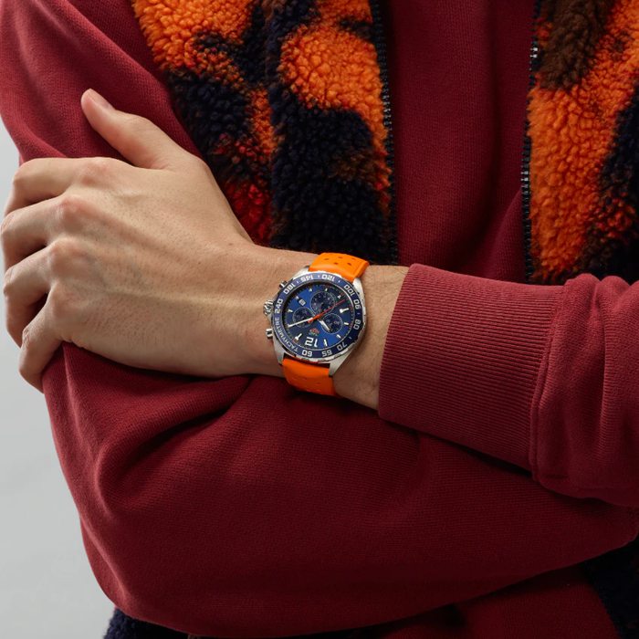 TAG Heuer Formula 1 Chronograph 43mm Mens Watch Orange Rubber Strap CAZ1014.FT8028 – Image 4