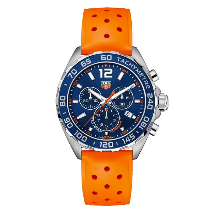 TAG Heuer Formula 1 Chronograph 43mm Mens Watch Orange Rubber Strap CAZ1014.FT8028
